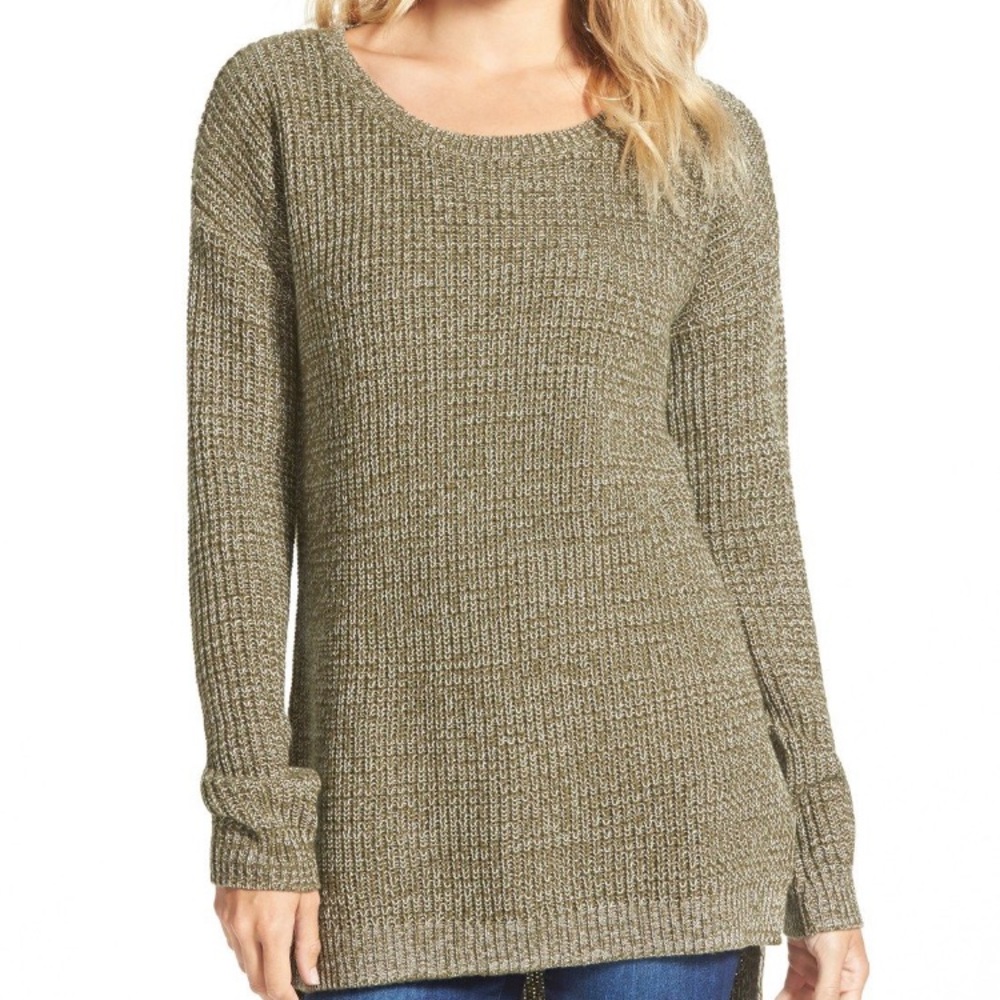 BP Olive Green Textured Knit Pullover
